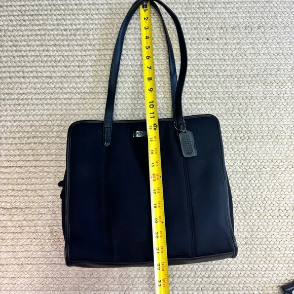 Authentic Coach Black Neoprene Tote Leather Trim Work Laptop Bag Y2K RARE - Picture 14 of 15